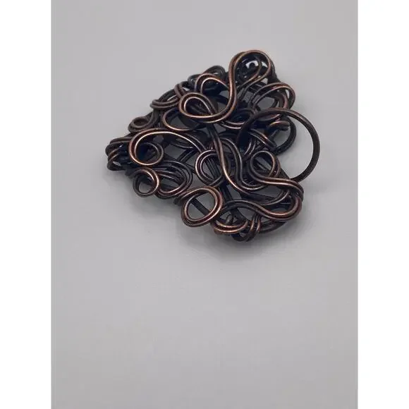 Antiqued Handmade Copper Wire Chaos Style Dainty Heart Pendant - Picture 3 of 6